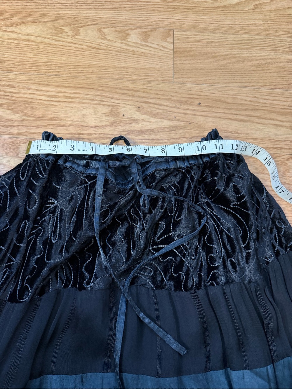 Monroe & Main Bohemian Black Tiered Maxi Skirt with Gold Accents - Picture 12 of 13